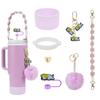 Set de 7 Piezas Taza Tapa de Popote Decorativa Set de Vasos Cadena para Vasos Ins Chai Perro Serie Colgante para Llaves Colgante de Bola de Felpa