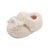 Zapatos de Algodón con Lazo y Pelo Estilo Coreano para Niñas Bebés y Niños Pequeños 2026 Otoño Invierno Nuevos Mocasines de Felpa Cálidos para Niños
