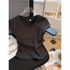 Tops de Verano con Diseño de Manga Corta, Camisetas Elegantes, Camisa Blanca para Mujer Delgada, Corta y Versátil con Cuello en V A4257