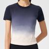 2026 Nueva Camiseta Deportiva de Manga Corta para Running, Fitness, Yoga, Baile para Mujer con Color Degradado de Secado Rápido