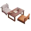 Banco de janela estilo tatami, cadeira de varanda, cadeira com encosto para tomar chá na cama, encosto de madeira maciça, estrutura de ferro, capacidade para três pessoas, design moderno e minimalista