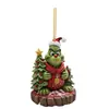 Grinch Navideño Transfronterizo Monstruo de Piel Verde Colgante de Árbol de Navidad Decoración Navideña Adornos Planos Creativos para Coche