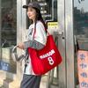 Bolsa de Lona de Gran Capacidad para Mujer Estilo Perezoso Bolsa para Libros de Estudiante Bolsa de Hombro con Letras Bolso Tote Artístico de Gran Capacidad Bolso de Mano