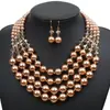 Cadena para suéter collar de perlas multicapa conjunto de aretes estilo geométrico simple personalizado europeo y americano venta al por mayor