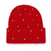 Versátil Sombrero de Hilo de Pelo de Conejo con Pedrería Estilo Ins para Mujer, Moderno, Resistente, A Prueba de Frío, Cálido, Cortavientos, Gorro de Punto sin Visera