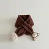 Bufanda para Niños Qiunan Temporada de Otoño e Invierno Dibujos Animados Pompón Cruzado Calentador de Cuello Niños y Niñas Cálido Protección contra el Frío Bufanda de Punto
