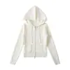 2522-25 Nuevo Estilo de Invierno Sudadera Cardigan Corte Delgado Top Adelgazante Chaqueta Tejido Estilo Europeo y Americano Con Capucha Forro de Polar