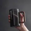 Taza Única de Madera con Asa, Taza de Vidrio de Borosilicato Resistente al Calor para el Hogar, Posavasos, Cenicero, Juego de Tazas de Té para Invitados en la Sala de Estar con Asa