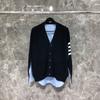 TIME BREATHE tb Cárdigan Suéter Puntada Delantera y Trasera Cárdigan Ajustado Coreano Cuello en V Jacket Grueso Cálido
