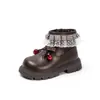 Botines para Niña con Adorno de Encaje Forro de Felpa Botas de Algodón de Dos Capas Estilo Princesa 2026 Otoño/Invierno Nuevas Llegadas Botas Martin Cálidas para Niñas