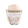 Vaso de vidrio de doble pared con perlas y pajilla, taza de café, vaso de vidrio estilo pulsera, diseño de alta calidad, botella de agua aislada portátil para mujeres, venta al por mayor
