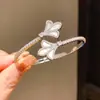 Pulsera Abierta de Cadena con Circonita Bañada en Oro Real Pulsera de Moda Simple Retro Europea y Americana Joyería de Lujo Ligero de Alta Gama para Mujeres