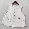 Processamento personalizado novo colete blusa feminina colete pequeno fresco algodão japonês linho solto Mori design de roupas femininas sentimento