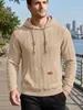 Sudadera con capucha de punto para hombre transfronteriza, sudadera de manga larga jacquard texturizado estilo americano TK con bolsillo canguro, etiqueta de cuero y cordón