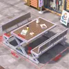 Juego Integrado de Mesa y Sillas para Exteriores para Plaza Comercial, Mesa y Sillas de Ocio para Patio, Parque al Aire Libre con Protección Solar, Mesa y Sillas de Comedor de Madera Plástica