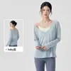 Cubierta de Yoga Grande Abierta con Cuello en V Profundo para Mujer, Ligera y Transpirable, Camiseta Reversible de Manga Larga, Top Deportivo para Pilates