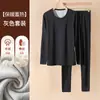 Roupa Térmica de Lã e Seda Masculina e Feminina Média Espessura com Forro de Fleece Alemã Quente Roupas de Outono e Calças Conjunto de Casal Inverno