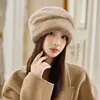 Gorros de Otoño e Invierno para Mujer, Protección Cálida para los Oídos para Ciclismo, Punteras Engrosadas, Gorros de Pelo Tejidos de Felpa, Gorros Tejidos Versátiles