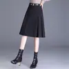 2026 Nueva Falda Línea A Otoño Moda Femenina Falda de Longitud Media Falda de Cintura Alta Falda Plisada de Traje Gris de Gama Alta