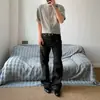 Jeans Longo Masculino Casual Versátil High Street Cool Estilo Retro Americano Desconstruído de Cruzamento de Fronteira Solto de Perna Larga Bainha Curva
