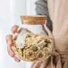 Tarro de Vidrio Resistente al Calor para Té Tarro de Corcho para Almacenar Té Tarro Sellado para Almacenar Frutos Secos y Snacks Tarro Redondo para Té Aromático