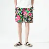Verano 2025 Nuevo Estilo Estilo Chino Pantalones Cortos Casuales para Hombre Bloque de Color Florales Algodón y Lino Holgados Tela de Flor Grande del Noreste Pantalones de Moda para Hombre