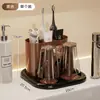 Portacepillos de dientes estilo vintage, estante para vasos de enjuague bucal, estante de almacenamiento con drenaje, portacepillos de dientes para parejas, organizador de encimera de baño