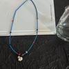 Dulce y Lindo Colgante de Vaca de Dibujos Animados Collar de Cuentas Pulsera Magnética de Cuentas Redondas Rojas y Perlas Blancas Simples y Modernas