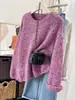 Suéter azul holgado estilo perezoso de alta gama para mujer, otoño e invierno, tejido súper bonito, atmósfera estilo coreano, top engrosado