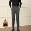 Otoño Invierno 2026 Pantalones Gruesos para Hombre Estilo Coreano Modernos Rectos Holgados Versátiles Casuales Pantalones de Traje de Lana Engrosados