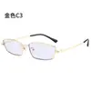 Gafas cuadradas de montura estrecha a la moda estilo Guqi C Luo para hombre, gafas de sol con montura de titanio ultraligera, gafas de miopía de alambre plateado para negocios