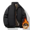 Chaqueta acolchada de invierno para hombre, forrada de forro polar, cuello alto, casual, cortavientos, cálida, abrigo de lana de cordero para hombres de mediana edad y mayores