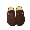 Zapatos tipo Birkenstock con suela gruesa y tacón oculto, con pantuflas de media punta cerradas de felpa para mujer, para usar en exteriores, nuevo estilo 2026, pantuflas de algodón con pelo retro de invierno