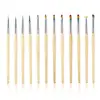 Kit de Canetas e Pincéis para Nail Art, Ferramentas de Nail Art com Cabo Único de Madeira, Canetas para Pintura e Desenho de Linhas, Ponta Redonda, Ponta Plana, Canetas de Gel UV