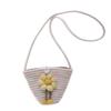 Bolso mini tipo cubo tejido de algodón de verano, moderno, con flores, bandolera de hombro para mujer, bolso de paja para vacaciones en la playa.