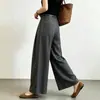 Pantalones de pierna ancha de moda, estilo europeo, gama alta, modernos, 2026 verano, fluidos, nicho, de cintura alta, para figura de pera, adelgazantes, pantalones casuales