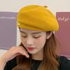 Boina de punto de lana de color liso, informal, combinable con todo, para otoño e invierno, cálida, sencilla, para pintor Joo, para mujer