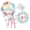 Platos de Papel Temáticos de Huevos de Pascua Vasos Desechables de Papel Servilletas de Papel Mantel Platos para Cena de Fiesta Festiva Vajilla de Conejo Decoración