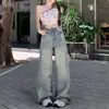 Jeans rotos de cintura alta estilo retro americano para mujeres altas, primavera/verano 2026, pantalones de pierna ancha rectos holgados que estilizan, alargados