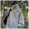 Sudadera con capucha de cuello alto para hombre, Ninja Introvertido con Ansiedad Social, Estilo Americano de Invierno, Forrada de Felpa, Engrosada, Resistente de 600g, Estructurada