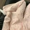 Dulce pijama de niña rosa floral y a rayas, nuevo conjunto de primavera y otoño de manga larga y pantalón largo, ropa de estar con cuello de muñeca
