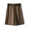Pantalones Casuales Delgados de Cintura Alta para Mujer Verano 2025 Shorts Holgados de Pierna Recta de 5 Puntos de Longitud Media