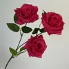 Rosa Fresca Simulada de 3 Cabezas Fondo para Salón de Bodas Decoración Suave Rosas Hotel Hogar Flores de Mesa En Stock Florales
