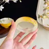 Nuevo Pulsera de Jade Dragón Amarillo Azúcar Estilo Chino, Brazalete de Jade Osmanthus Tipo Hielo para Mujer, Jade Natural con Acabado Suave y Aceitoso