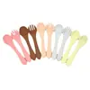 Tenedor y Cuchara de Silicona con Mango Largo Herramienta de Entrenamiento para Comer Bebé Alimentación Cuchara y Tenedor de Silicona Suave para Bebé Set de Suplemento Alimenticio