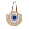 Handmade palha tecida grande coração azul grande bolo redondo beira-mar férias praia ombro hand-held tecido feminino saco fábrica em estoque atacado