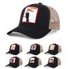 Especial transfronterizo para gorra de béisbol de malla con parche de animal y protección solar, bordado europeo y americano, gorra de béisbol de camionero de comercio exterior