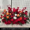 Placa de fundo vermelho para casamento palco floral fileira de flores de palco placa KT floral flor amarrada fileira de flores de banquete de casamento flor artificial