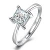 Anillo de plata S925 de 1 quilate con moissanita y diamante cuadrado, nuevo regalo de moda, anillo ajustable con boca viva, venta al por mayor