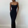 Transfronterizo Qi Color Kardashian skims2023 Vestido de Otoño para Mujer Pura Deseo Delgado Cadera de Durazno Tirantes Vestido con Cuello en U
